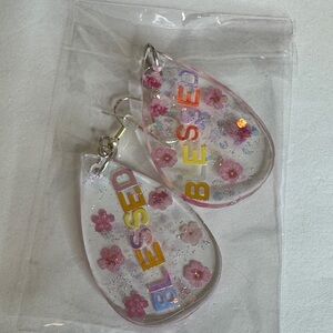 Colorful 'Blessed' Floral Earrings
